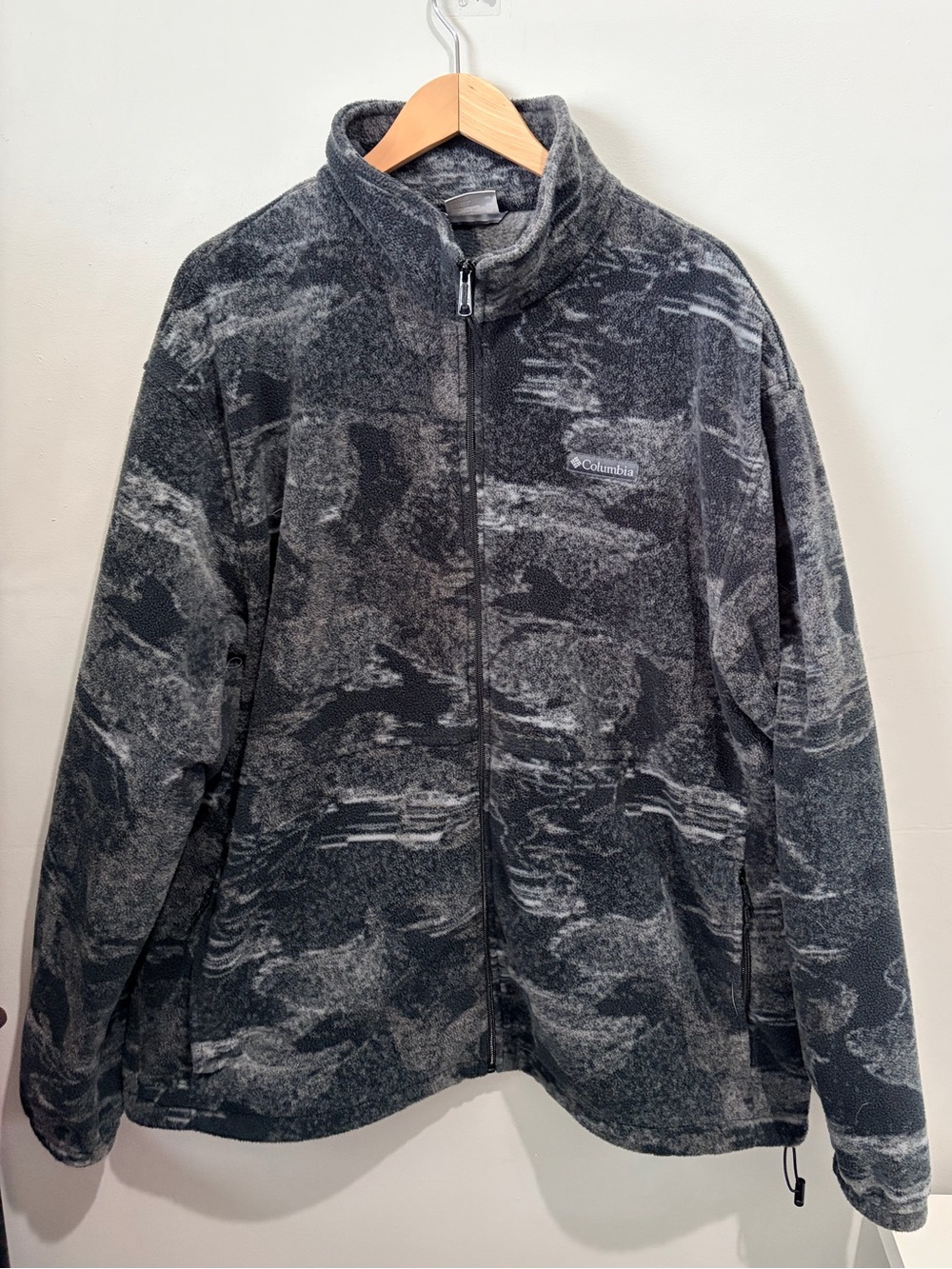 Columbia Steens Mountain Full Zip Fleece Jacket Charcoal Camo Printed Mens XXL